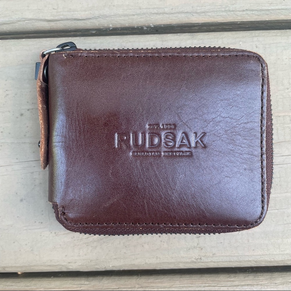 Rudsak brown cowhide leather zip around wallet